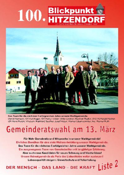 Wahlwerbungsabschnitte aus 100. Blickpunkt Hitzendorf 